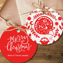 Etiquetas Para Recuerdos Sleeping Fox Folk Art Gift Bag