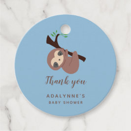 Etiquetas Para Recuerdos Sloth Baby Shower Boy Gracias a Blue Script Cute