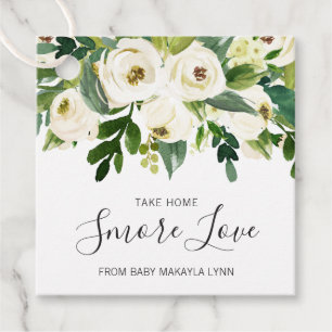 Etiquetas Para Recuerdos Smore Love Elegant White Floral Chica Baby Shower