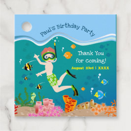 Etiquetas Para Recuerdos Snorkeling con fiesta de cumpleaños de peces tropi