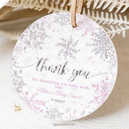 Etiquetas Para Recuerdos Snowflake Winter Chica de ducha para bebé