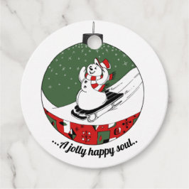 Etiquetas Para Recuerdos Snowman rojo / verde