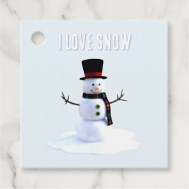 Etiquetas Para Recuerdos Snowman with hat and scarf. I Love Snow