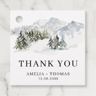 Etiquetas Para Recuerdos Snowy Forest Woodland Winter Wedding Gracias