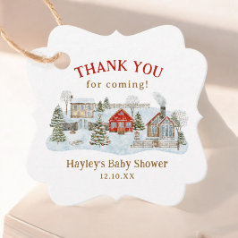 Etiquetas Para Recuerdos Snowy Village en vacaciones de invierno gracias po