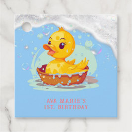 Etiquetas Para Recuerdos Soapy Yellow Rubber Duck Chica primer Fiesta de cu