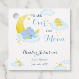 Etiquetas Para Recuerdos Sobre el Baby Shower del elefante de la luna