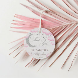 Etiquetas Para Recuerdos Sobre la luna Chica rosado Baby Shower Purpurina