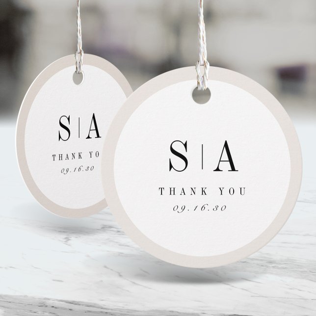Etiquetas Para Recuerdos Sofisticado boda minimalista en monograma (Sophisticated monogram minimalist wedding favor tags)