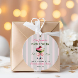 Etiquetas Para Recuerdos Sorbo Retro Matcha Perfecto Rosa con Lazo para Des