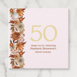 Etiquetas Para Recuerdos Sorpresa de la flor de otoño de una mujer: 50 años