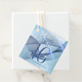 Etiquetas Para Recuerdos Sparkling Swirls Sweet Dieciséis Blue ID652