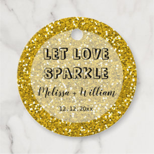 Etiquetas Para Recuerdos Sparkly Gold Purpurina deja que amar a Sparkle