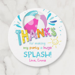 Etiquetas Para Recuerdos Splish Splash Pool Fiesta Chica Cumpleaños Gracias
