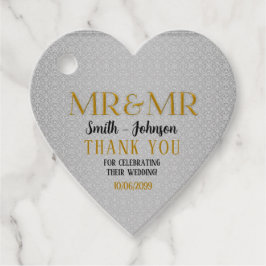 Etiquetas Para Recuerdos Sr. y Sr. Gold y Boda gay plateado con foto