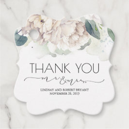 Etiquetas Para Recuerdos Sr. y Sra. White Floral Gracias