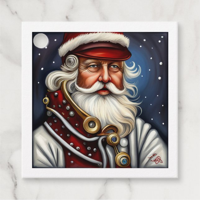 Etiquetas Para Recuerdos Steampunk Santa Claus (Anverso)