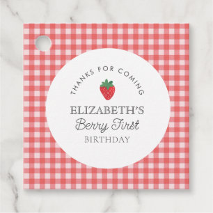 Etiquetas Para Recuerdos Strawberry Berry First Red plaid Gracias