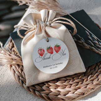 Etiquetas Para Recuerdos Strawberry Bow 1st Birthday Thank You