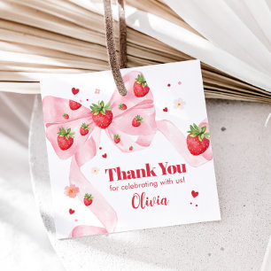 Etiquetas Para Recuerdos Strawberry Coquette Birday Party Square