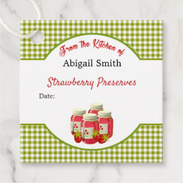 Etiquetas Para Recuerdos Strawberry Gingham Canning Jar Hang Tag