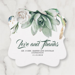 Etiquetas Para Recuerdos Suculento Boda Floral Blanca de Verdor