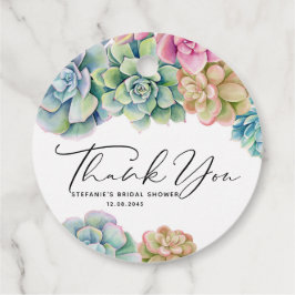 Etiquetas Para Recuerdos Sucultores de acuarela Ducha Bridal Gracias