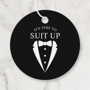 Etiquetas Para Recuerdos "SUIT UP" Propuesta de Groomsman de Black Tuxedo
