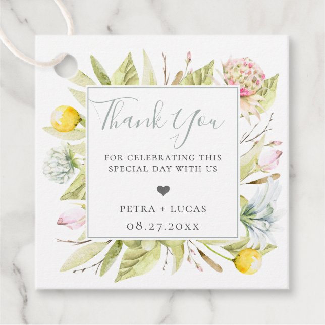 Etiquetas Para Recuerdos Summer Wildflower Gracias (Anverso)