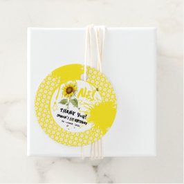 Etiquetas Para Recuerdos Sunflower acuarela con mariposas Primer cumpleaños