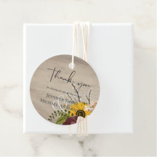 Etiquetas Para Recuerdos Sunflowers Burgundy Marsala Boda de presupuesto ba