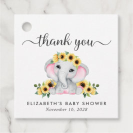 Etiquetas Para Recuerdos Sunflowers Elephant Baby Girl Shower