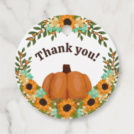 Etiquetas Para Recuerdos Sunflowers & Naranja Pumpkin Gracias