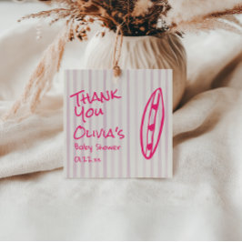 Etiquetas Para Recuerdos Surf Hand Drake Pink Baby On Board Baby Shower