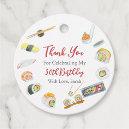 Etiquetas Para Recuerdos Sushi color de agua y cumpleaños de Sashimi gracia
