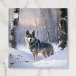 Etiquetas Para Recuerdos Swedish Vallhund Deja que nieve Navidad