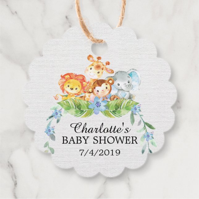 Etiquetas Para Recuerdos Sweet Safari Animals Baby Shower Favor Gift Tag (Reverso)