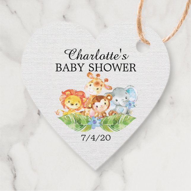 Etiquetas Para Recuerdos Sweet Safari Animals Baby Shower Favor Gift Tag (Reverso)