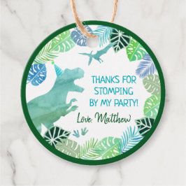 Etiquetas Para Recuerdos T-Rex Dinosaur Greenery Birthday Gracias