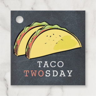 Etiquetas Para Recuerdos Taco Twosday Chalkboard Boy 2º cumpleaños Gracias