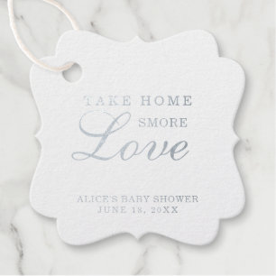 Etiquetas Para Recuerdos Take Home Smore Love Relieve metalizado plateado B