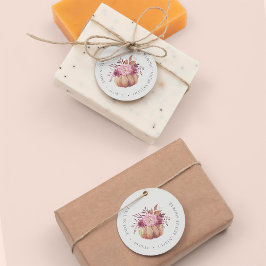 Etiquetas Para Recuerdos Tarde de Boda de Otoño con Calabaza y Flores Silve