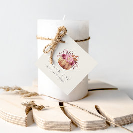 Etiquetas Para Recuerdos Tarde Nupcial de Otoño de Calabaza y Flores Silves