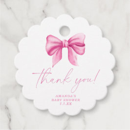 Etiquetas Para Recuerdos Tarjeta de agradecimiento con lazo rosa