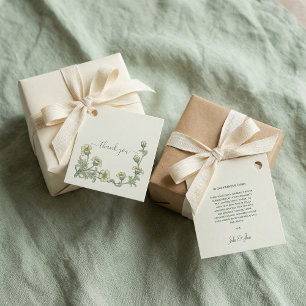 Etiquetas Para Recuerdos Tarjeta de agradecimiento de boda de crema bonita