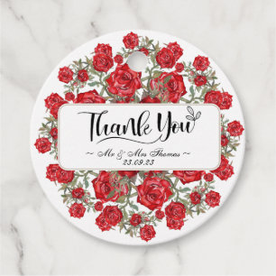 Etiquetas Para Recuerdos Tarjeta de agradecimiento floral de acuarela de ro