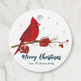 Etiquetas Para Recuerdos Tarjeta de cumpleaños de Navidad de Cardenal Rojo 