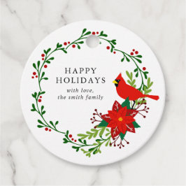 Etiquetas Para Recuerdos Tarjeta de Navidad, Corona de Poinsettia para las