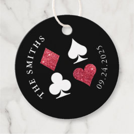 Etiquetas Para Recuerdos Tarjeta de Purpurina rojo se adapta a la fecha y n