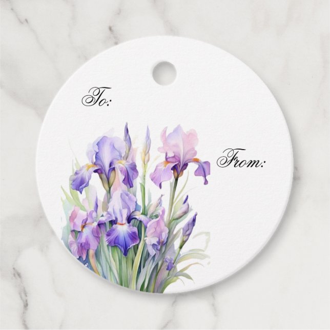 Etiquetas Para Recuerdos Tarjeta de Regalo del Jardín de Iris Elegante (Anverso)